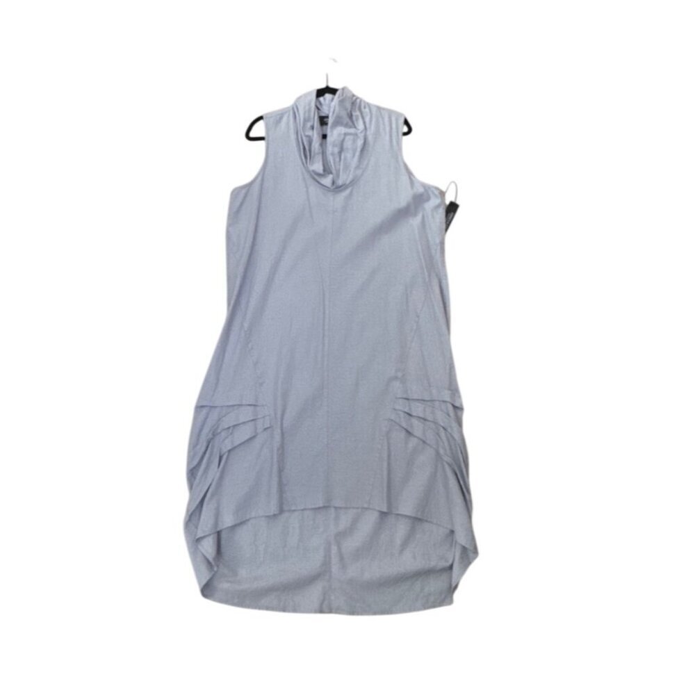 Jones & Co Womens Light Blue Sleeveless High-Low Tunic Dress 1X Linen Blend